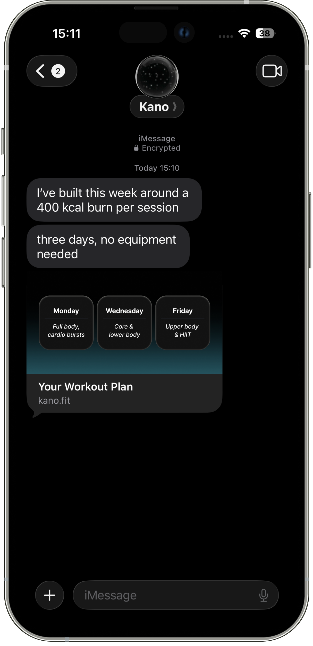 Kano adapting your training plan over text